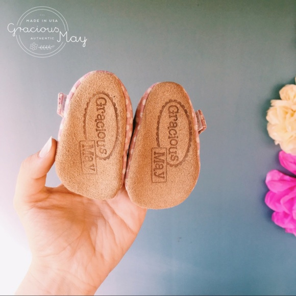 Pink Ivory Polka Dot Mary Janes Baby Booties Shoes - Picture 2 of 2